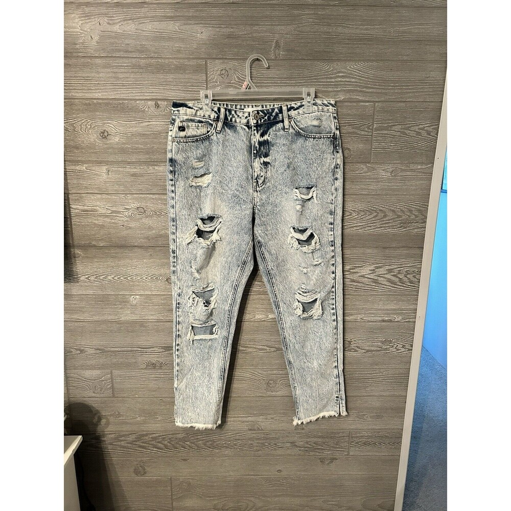 KanCan Stone Wash High Rise Distressed Raw Hem Denim Jeans Size 11/29